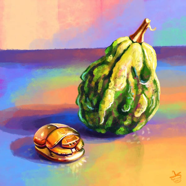 Beetles: Pumpkin And A Golden Scarab by Very Berry