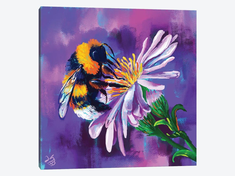 Bumblebee And Flower by Very Berry 1-piece Canvas Print