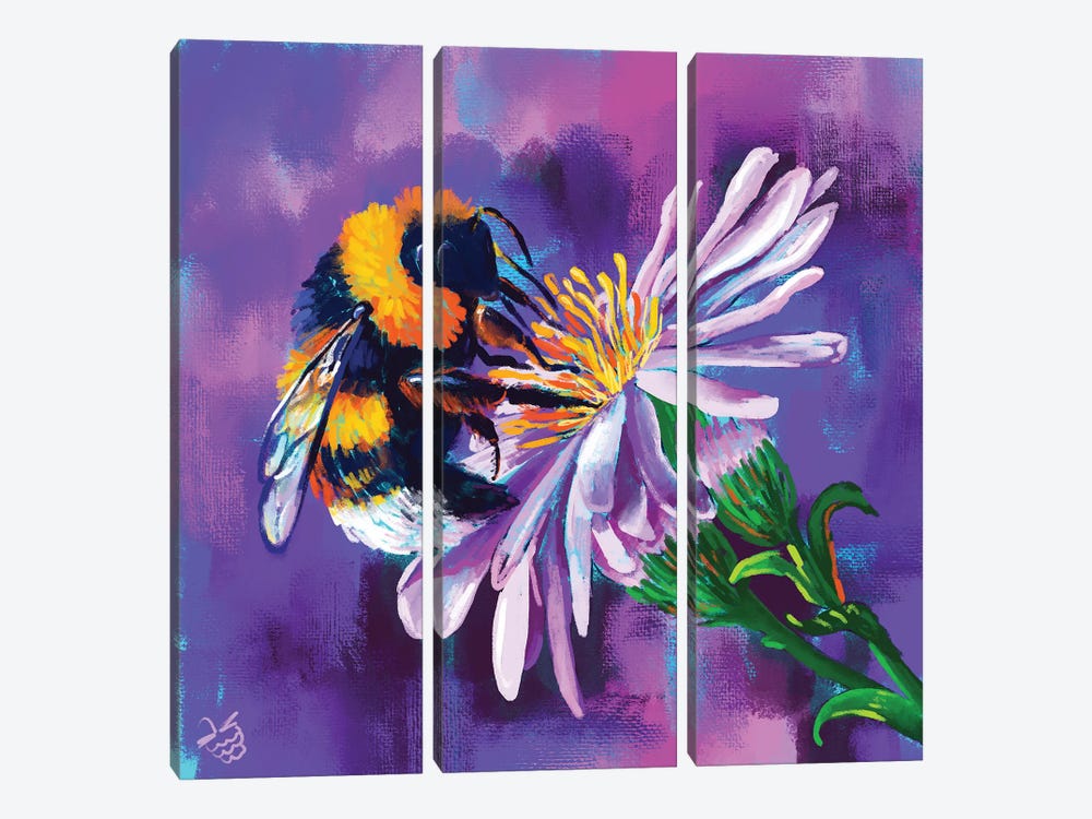 Bumblebee And Flower by Very Berry 3-piece Art Print
