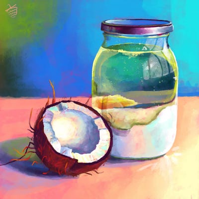 Coconut Oil by Very Berry framed canvas print
