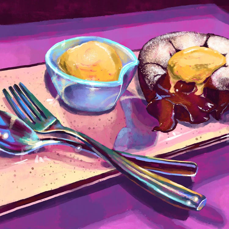 Lava Cake And Vanilla Ice Cream