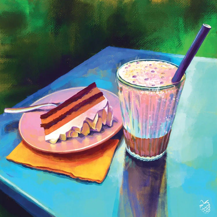 Cake And Caffe Latte Freddo