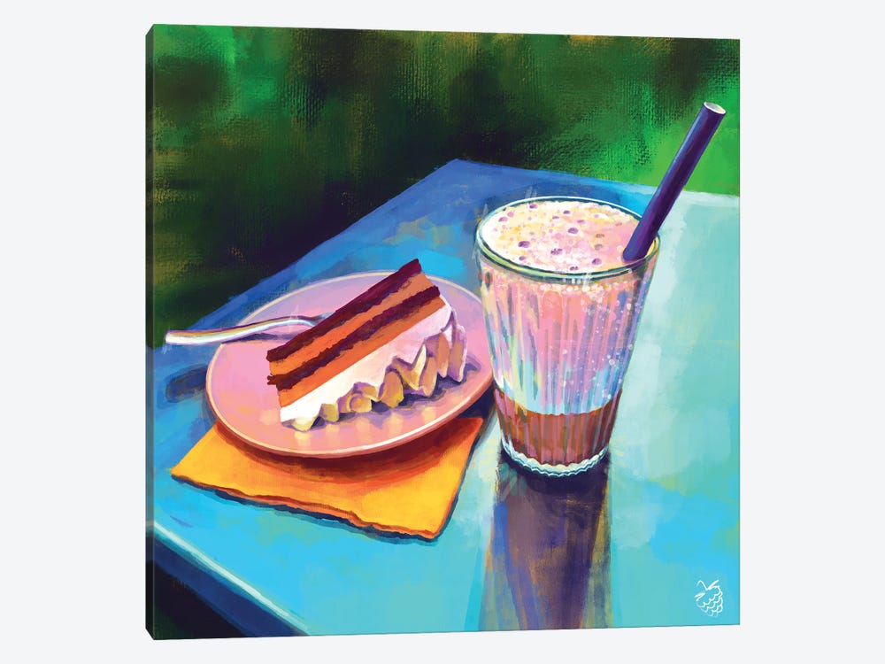Cake And Caffe Latte Freddo by Very Berry 1-piece Art Print