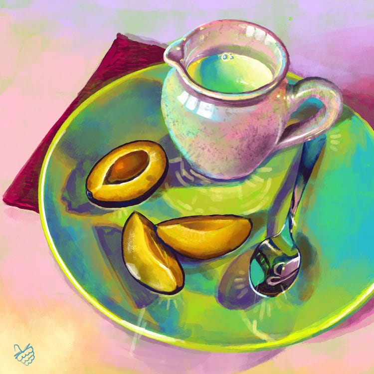 A Pitcher Of Milk And Plums