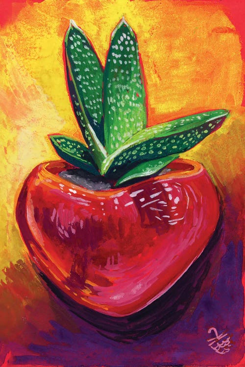 Aloe In A Heart-Shaped Plant Pot by Very Berry wall art