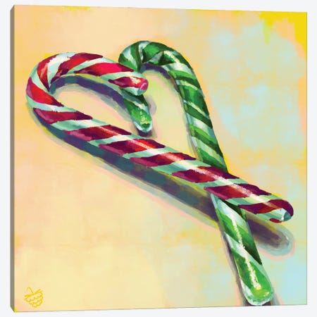 Candy Canes Canvas Print #VRB16} by Very Berry Canvas Print