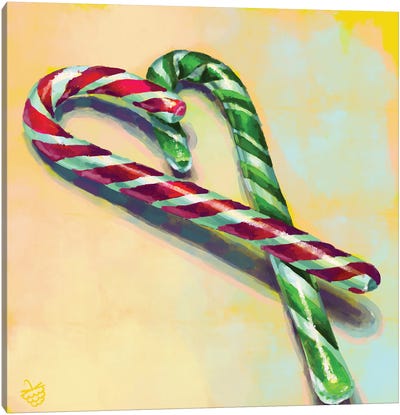 Candy Canes Canvas Art Print - Very Berry