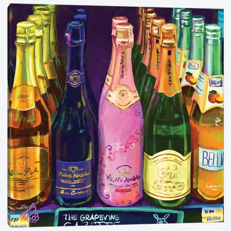 Champagne Bottles Canvas Print #VRB19} by Very Berry Canvas Art
