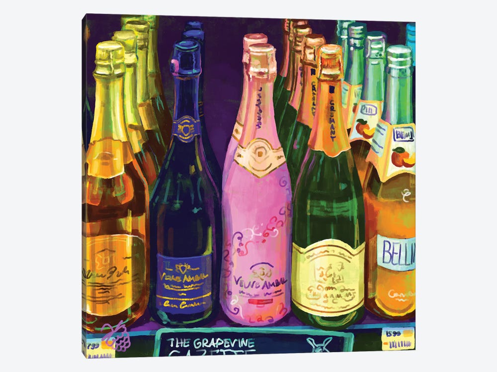 Champagne Bottles by Very Berry 1-piece Canvas Wall Art