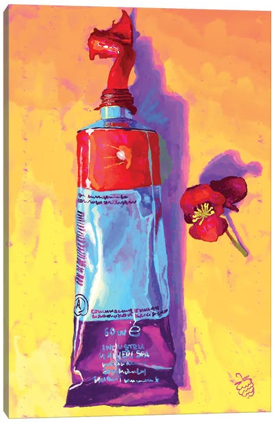A Tube Of Red Paint Canvas Art Print - Art Enthusiast