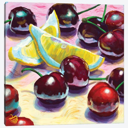 Cherries And Lemons Canvas Print #VRB20} by Very Berry Canvas Art Print