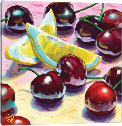 Cherries And Lemons Canvas Art Print - Very Berry