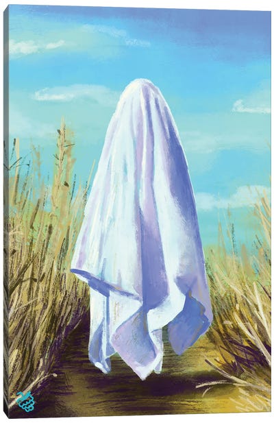 Ghost In The Field Canvas Art Print - Ghost Art