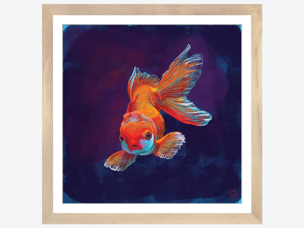 Glowing Gold Fish ( Animals > Sea Life > Fish > Goldfish art) - 24x24x1