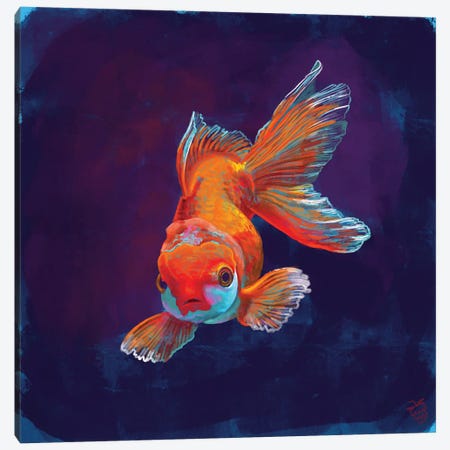 Glowing Gold Fish Canvas Print #VRB34} by Very Berry Canvas Print