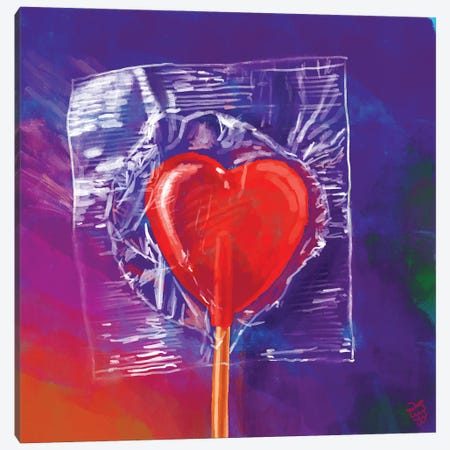 Heart Lollipop Canvas Print #VRB37} by Very Berry Art Print