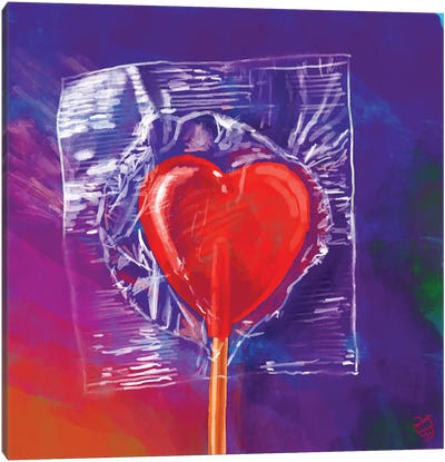 Heart Lollipop Canvas Art Print - Very Berry