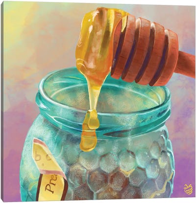 Honey Jar Canvas Art Print - Coffee Shop & Cafe
