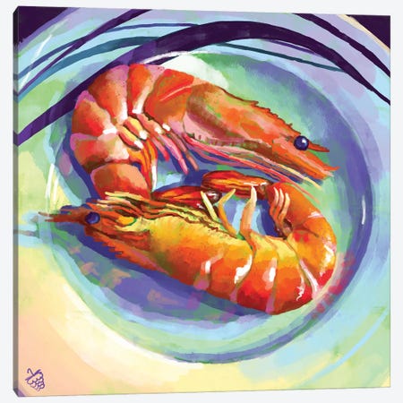 A Couple Of Shrimps Canvas Print #VRB3} by Very Berry Canvas Wall Art