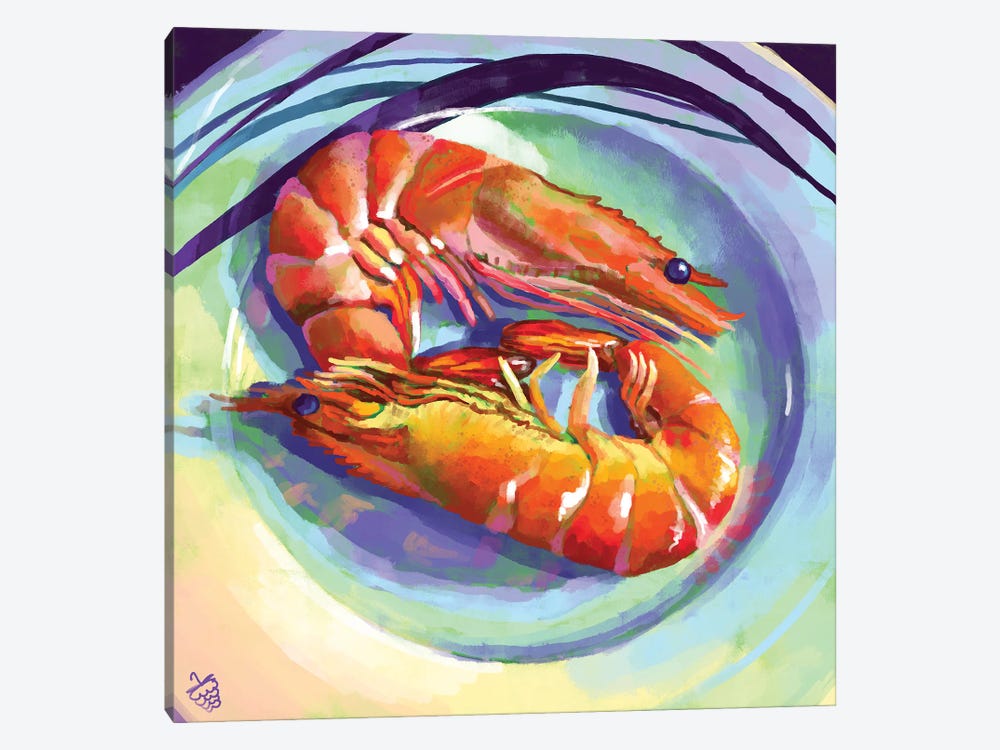 A Couple Of Shrimps by Very Berry 1-piece Canvas Art