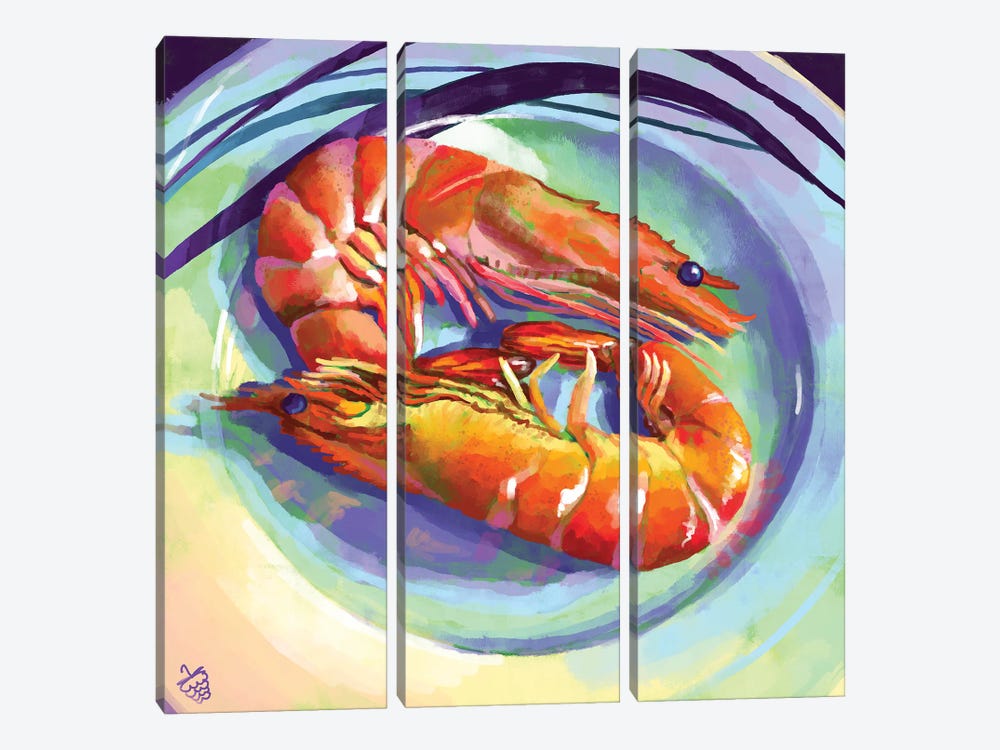 A Couple Of Shrimps by Very Berry 3-piece Canvas Artwork