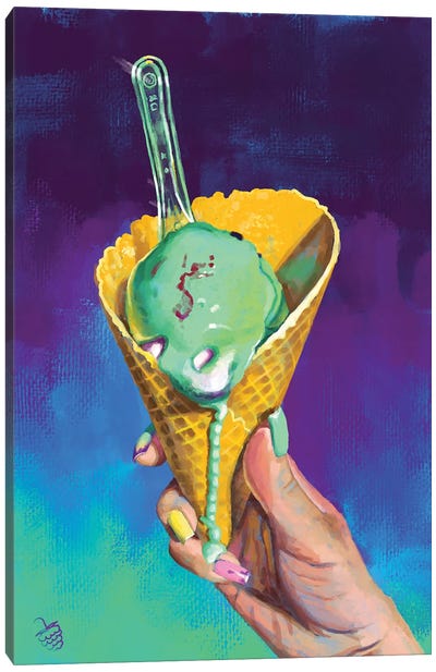 Ice Cream In A Cone Canvas Art Print - Very Berry