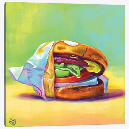 In-N-Out Cheeseburger Canvas Print #VRB42} by Very Berry Art Print