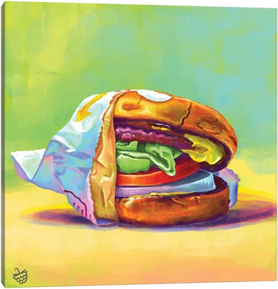 In-N-Out Cheeseburger Canvas Art Print - Very Berry