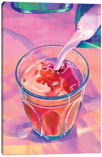 Latte In Pink Canvas Art Print - Pantone 2023 Viva Magenta