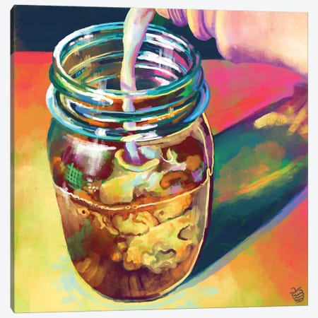 Mason Jar Coffee Canvas Print #VRB48} by Very Berry Canvas Print