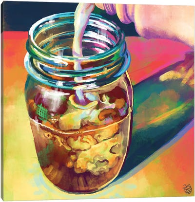 Mason Jar Coffee Canvas Art Print - Point of View