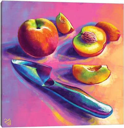 Peach And A Half Canvas Art Print - Pantone 2023 Viva Magenta