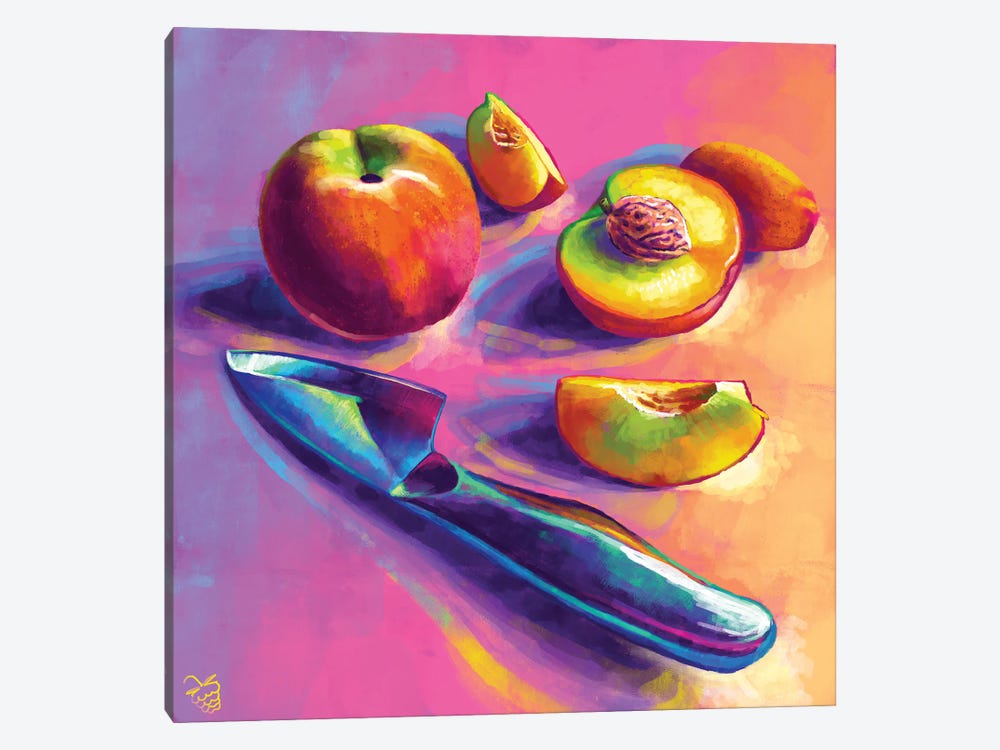 Peach And A Half by Very Berry 1-piece Canvas Wall Art