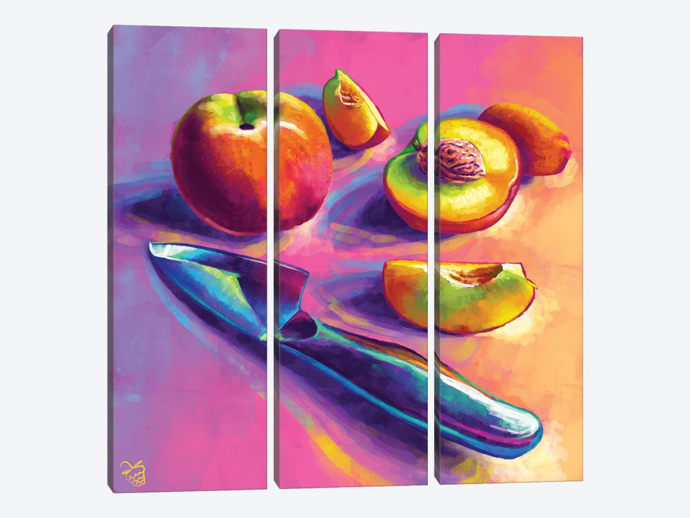 Peach And A Half by Very Berry 3-piece Canvas Art
