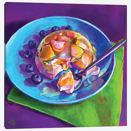 Peach Panna Cotta And Blueberries Canvas Print #VRB56} by Very Berry Canvas Art Print