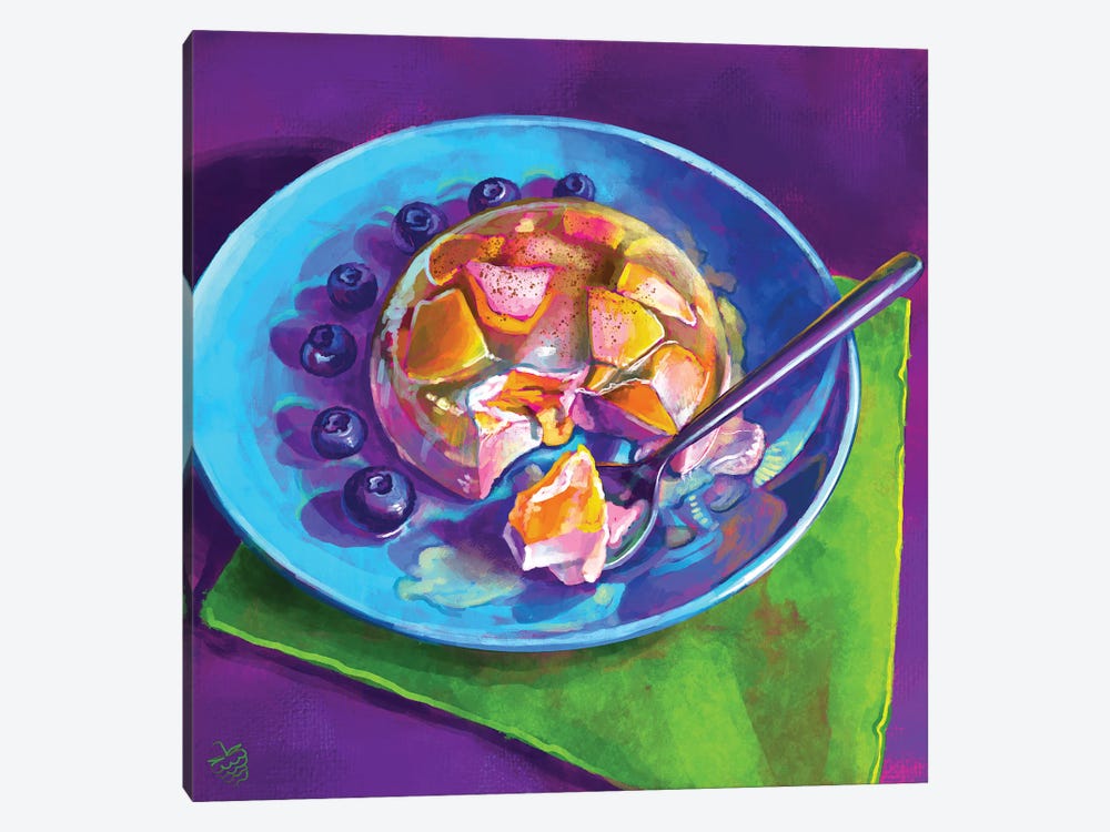 Peach Panna Cotta And Blueberries by Very Berry 1-piece Canvas Print