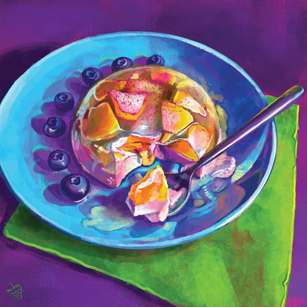 Peach Panna Cotta And Blueberries