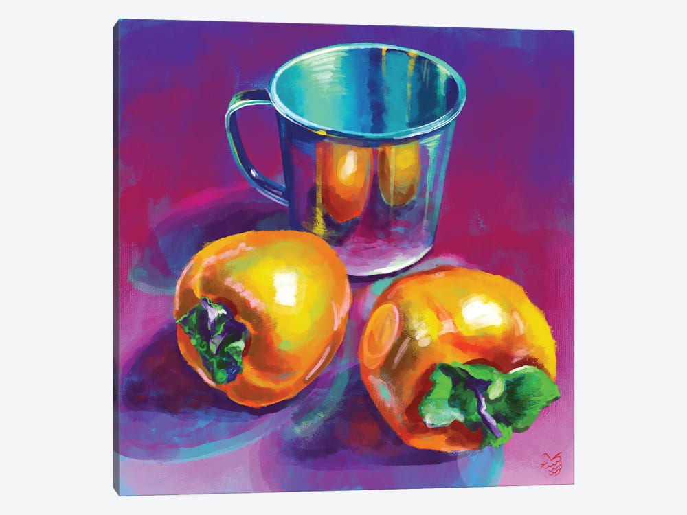 Persimmons And A Metal Jug by Very Berry 1-piece Canvas Art