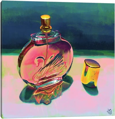 Pink Swan Perfume - Gloria Vanderbilt Minuit A New York Canvas Art Print - Perfume Bottle Art