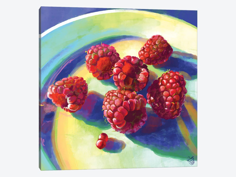 Raspberries On A Plate by Very Berry 1-piece Canvas Art