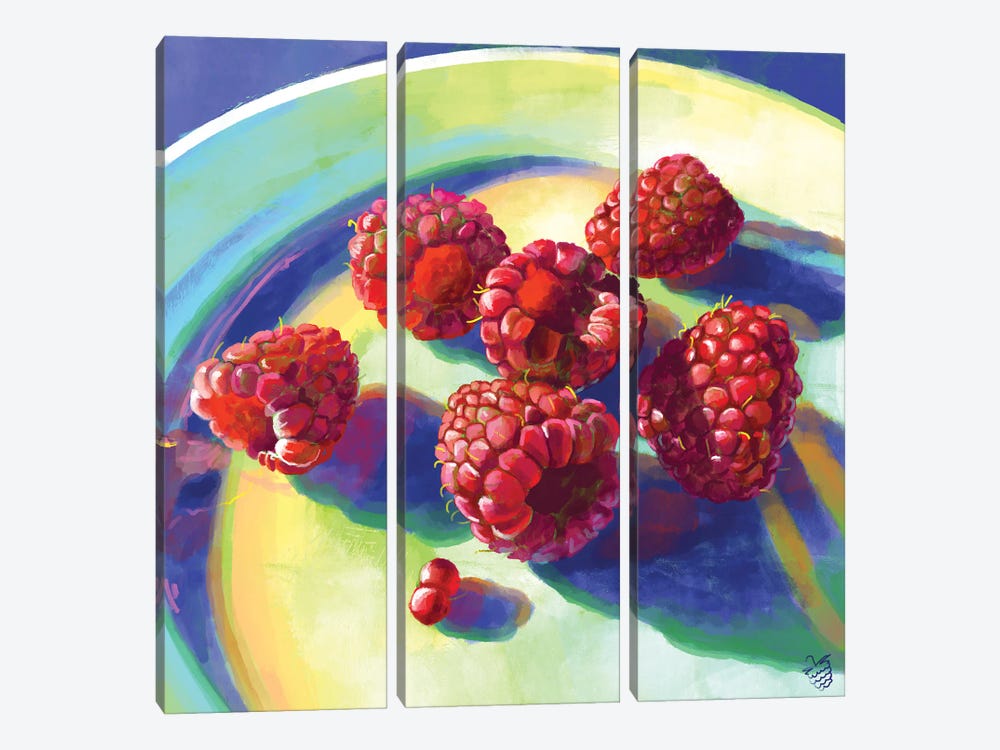 Raspberries On A Plate by Very Berry 3-piece Canvas Art