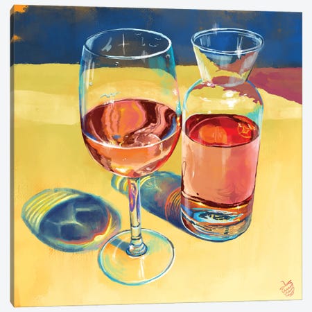 Rosè Wine Canvas Print #VRB67} by Very Berry Canvas Artwork