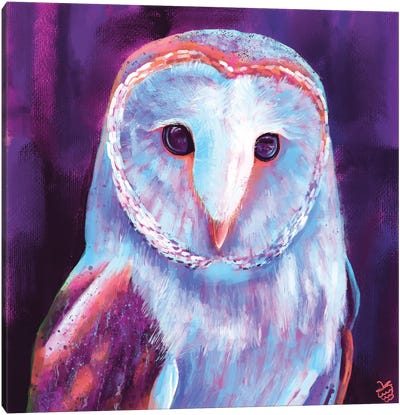 Barn Owl Canvas Art Print - Very Berry
