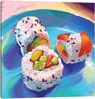 Sushi II - Uramaki Set Canvas Art Print - Very Berry