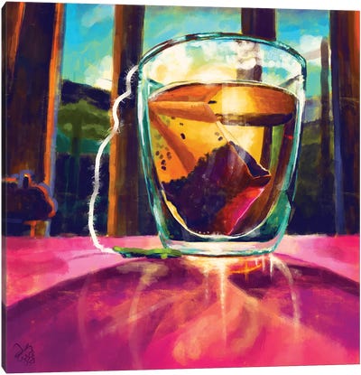 Tea Time Canvas Art Print - Pantone 2023 Viva Magenta