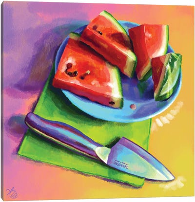 Watermelon Slices Canvas Art Print - Coffee Shop & Cafe