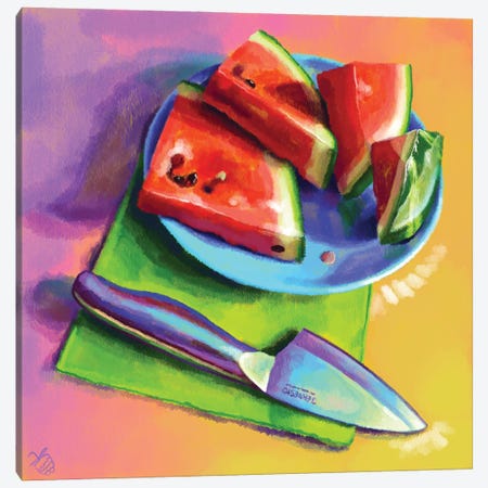 Watermelon Slices Canvas Print #VRB75} by Very Berry Art Print