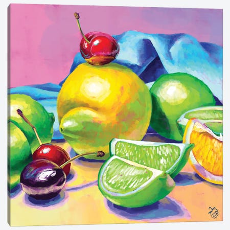 Lemons, Limes And Cherries Canvas Print #VRB79} by Very Berry Canvas Art