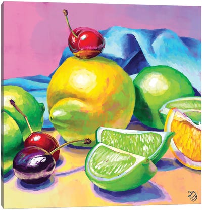 Lemons, Limes And Cherries Canvas Art Print - Very Berry
