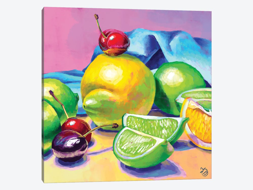 Lemons, Limes And Cherries by Very Berry 1-piece Canvas Wall Art